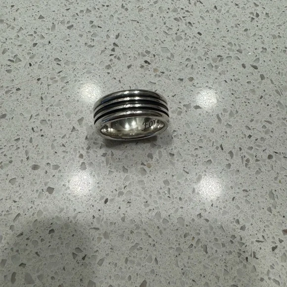 James Avery Silver and Black Striped Men's Ring - Picture 3 of 3